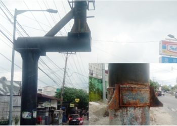 Selain Tidak Berizin, Kontruksi Media Reklame di Depan Eks Kantor Samsat Juga Membahayakan